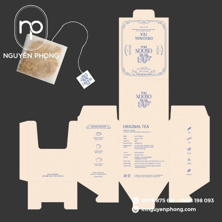 Mẫu hộp giấy đựng trà atiso quy cách chuẩn 